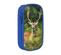 AABSTBFM Deer in the Woods Printed Pencil Case Large Capacity Compartment Pencil Pen Pouch Bag with Zipper for School Office Travel, Blue
