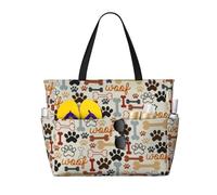 AABSTBFM Dog Bones Paw Prints Printed Beach Tote Bag Shopping Bags - Reusable Shoulder Bag Grocery Bags Shopper Handbag Toy Bag For Work School Travel Beach
