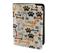 AABSTBFM Dog Bones Paw Prints Printed Passport Holder 5.5 in, Leather Travel Passport Cover Card Case Wallet for Women Men