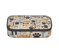 AABSTBFM Dog Bones Paw Prints Printed Pencil Case Cute High Capacity Pen Pencil Pouch Bag with Zipper - Versatile and Durable for School, Office, and Travel