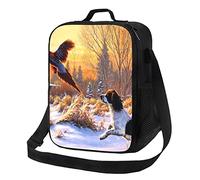 AABSTBFM Dog Catching Pheasant Printed Lunch Tote Bag Waterproof Lunch Bag Insulated Cooler Lunch Boxes for Men Women