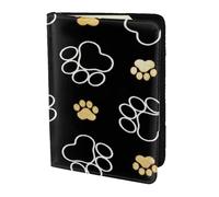 AABSTBFM Dog Paw Prints Printed Passport Holder 5.5 in, Leather Travel Passport Cover Card Case Wallet for Women Men