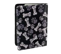 AABSTBFM Dog Puppy Paw Printed Passport Holder 6.5 in, Leather Travel Passport Cover Card Case Wallet for Women Men
