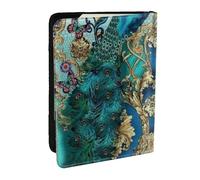 AABSTBFM Elegant Peacock Printed Passport Holder 6.5 in, Leather Travel Passport Cover Card Case Wallet for Women Men