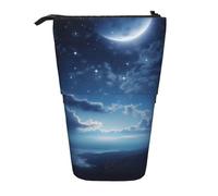 AABSTBFM Falling Star Moon Printed Pencil Case - Telescopic Standing Pen Bag and Makeup Pouch for School, Office, Travel