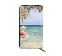 AABSTBFM Flower Sea Rose Lily Printed Leather Wallet for Women Men Zipper Purse Clutch Bag Long Wallet Card Holder
