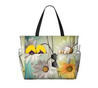 AABSTBFM Flowers in Different Featured Framed Printed Beach Tote Bag Travel Bags, Reusable Shoulder Bag Grocery Bags Shopper Handbag Toy Bag for Work School Travel Beach