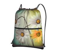 AABSTBFM Flowers in Different Featured Framed Printed Outdoor Drawstring Backpack Lightweight String Backpack Bags for Sports, Gym, Travel, Shopping, School