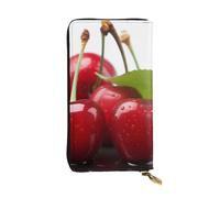 AABSTBFM Fresh Cherry Printed Leather Wallet for Women Men Zipper Purse Clutch Bag Long Wallet Card Holder