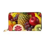 AABSTBFM Fresh Juicy Fruits Pineapple Berries Watermelon Grape Orange Printed Leather Wallet for Women Men Zipper Purse Clutch Bag Long Wallet Card Holder
