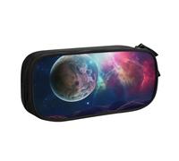 AABSTBFM Galaxy Moon Space Printed Pencil Case Pen Pouch Bag with Zipper, Black Large Capacity Pencil Box for School, Office, Travel