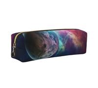 AABSTBFM Galaxy Moon Space Printed Square Pencil Case Cute Leather Gold Zipper Pen Pencil Pouch Bag for School, Office, and Travel