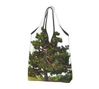 AABSTBFM Garlad Pine Tree Printed Foldable Shopping Bag 2 PCS, Reusable Waterproof Grocery Bag Large Tote Bag, Shopper Handbag, And Beach Bag