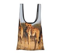 AABSTBFM Giraffes Family Printed Foldable Shopping Bag- Reusable Waterproof Grocery Bag Large Tote Bag Shopper Handbag Beach Bag