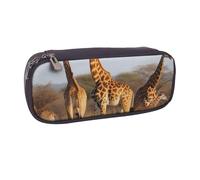 AABSTBFM Giraffes Family Printed Leather Pencil Case - Multi-Purpose Pen Bag and Makeup Pouch for School, Office, and Travel