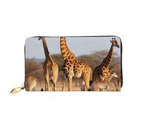 AABSTBFM Giraffes Family Printed Leather Wallet for Women Men Zipper Purse Clutch Bag Long Wallet Card Holder