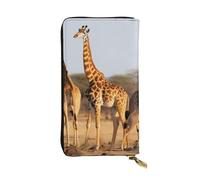 AABSTBFM Giraffes Family Printed Leather Wallet for Women Men Zipper Purse Clutch Bag Long Wallet Card Holder