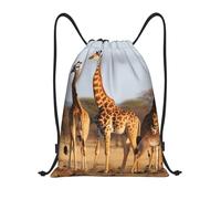 AABSTBFM Giraffes Family Printed Lightweight Drawstring Backpack | M - String Backpack Bags For Gym, Travel, Shopping, School
