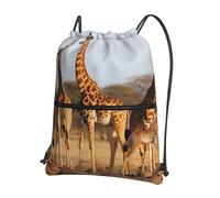 AABSTBFM Giraffes Family Printed Outdoor Drawstring Backpack Lightweight String Backpack Bags for Sports, Gym, Travel, Shopping, School