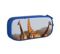 AABSTBFM Giraffes Family Printed Pencil Case Pen Pouch Bag with Zipper, Blue Large Capacity Pencil Box for School, Office, Travel