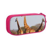 AABSTBFM Giraffes Family Printed Pencil Case Pen Pouch Bag with Zipper, Pink Large Capacity Pencil Box for School, Office, Travel