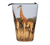 AABSTBFM Giraffes Family Printed Pencil Case - Telescopic Standing Pen Bag and Makeup Pouch for School, Office, Travel