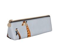 AABSTBFM Giraffes Family Printed Triangle Pencil Case Cute Leather Zipper Pen Pencil Pouch Bag for School, Office, and Travel