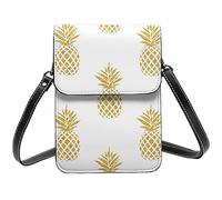 AABSTBFM Gold Pineapple Background Crossbody Phone Bag For Women Girls Wallet Handbags Pu Leather Cell Phone Bag Purse