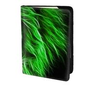 AABSTBFM Green Cool Lion Printed Passport Holder 5.5 in, Leather Travel Passport Cover Card Case Wallet for Women Men