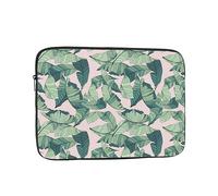 AABSTBFM Green Palm Tree Leaves Pink Printed 12 Inch Laptop Case, Shockproof Oxford Fabric Laptop Sleeve, Perfect For Business Trips, Travel, School, Office, Everyday Use