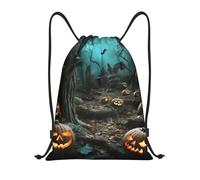 AABSTBFM halloween Horror Bat Cemetery Printed Lightweight Drawstring Backpack | S - String Backpack Bags For Gym, Travel, Shopping, School