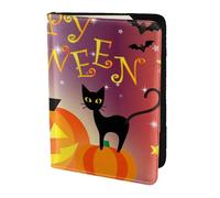 AABSTBFM Happy Halloween Day Printed Passport Holder 5.5 in, Leather Travel Passport Cover Card Case Wallet for Women Men