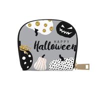 AABSTBFM Happy-Halloween-Day-Trick-Or-Treat Printed Card Holder Wallet | Pu Leather Card Case Organizer Bag for Men Women