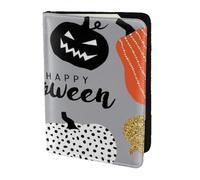 AABSTBFM Happy-Halloween-Day-Trick-Or-Treat Printed Passport Holder 5.5 in, Leather Travel Passport Cover Card Case Wallet for Women Men