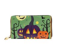 AABSTBFM Happy Halloween Printed Leather Wallet for Women Men Zipper Purse Clutch Bag Long Wallet Card Holder