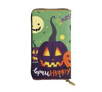 AABSTBFM Happy Halloween Printed Leather Wallet for Women Men Zipper Purse Clutch Bag Long Wallet Card Holder