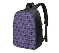 AABSTBFM Haunted Mansion Printed Travel Backpack 17 inch Laptop Bag School Bags For Men Women College School, With Usb Charging Port