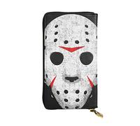 AABSTBFM Horror Skull Printed Leather Wallet for Men Women Zipper Purse Clutch Bag Long Wallet with 12 Card Holder and 3 Banknote Compartments,Id Window, Coin Pocket Wallets for Mens Gift