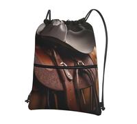 AABSTBFM Horse Saddle with a Cowboy Hat Wild Printed Outdoor Drawstring Backpack Lightweight String Backpack Bags for Sports, Gym, Travel, Shopping, School