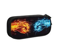 AABSTBFM Ice and Fire Boxing Pencil Case Pen Pouch Bag with Zipper, Black Large Capacity Pencil Box for School, Office, and Travel