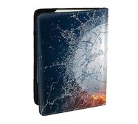 AABSTBFM Ice and Fire Volleyball Printed Passport Holder 6.5 in, Leather Travel Passport Cover Card Case Wallet for Women Men