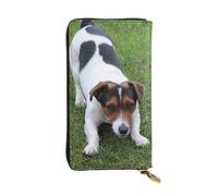 AABSTBFM Jack Russell Dog Printed Leather Wallet for Women Men Zipper Purse Clutch Bag Long Wallet Credit Card Holder