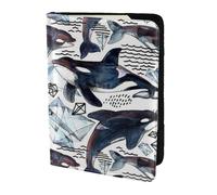 AABSTBFM Killer Whale Printed Passport Holder 5.5 in, Leather Travel Passport Cover Card Case Wallet for Women Men