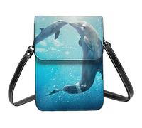 AABSTBFM Kiss Dolphin Tale Pattern Crossbody Phone Bag For Women Girls Wallet Handbags Pu Leather Cell Phone Bag Purse
