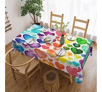 AABSTBFM Lace Rectangular Tablecloth 183x137 Cm - Rainbow Hearts Printed Washable Table Cloth Waterproof Wrinkle Free Table Decoration Table Cover
