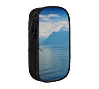 AABSTBFM Lake Geneva Printed Pencil Case Large Capacity Compartment Pencil Pen Pouch Bag with Zipper for School Office Travel, Black