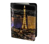 AABSTBFM Las Vegas Night View Printed Passport Holder 5.5 in, Leather Travel Passport Cover Card Case Wallet for Women Men