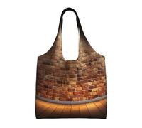 AABSTBFM Lights hit the brick wall Printed Womens Tote Bags Shopping Bags, Reusable Canvas Shoulder Grocery Bags Shopper Handbag Toy Bag for Work School Travel Beach