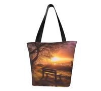AABSTBFM Lonely Bench Sunset Printed Large Tote Bag For Women Ladies Girls - Versatile Shoulder Bag, Shopper Handbag, And Beach Bag