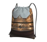 AABSTBFM Louvre Museum in Paris Printed Outdoor Drawstring Backpack Lightweight String Backpack Bags for Sports, Gym, Travel, Shopping, School